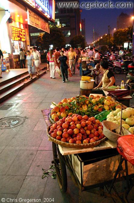 Jinhua Sidewalk Market at Night
