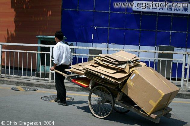Chinese Man Pulling Cart