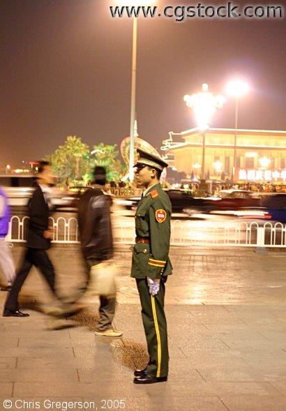 Chinese Soldier at Attention, Tiananmen Square