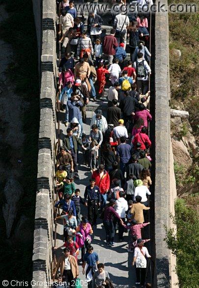Tourists at the Great Wall of China
