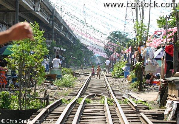 Railroad Tracks and Shanties in Manila