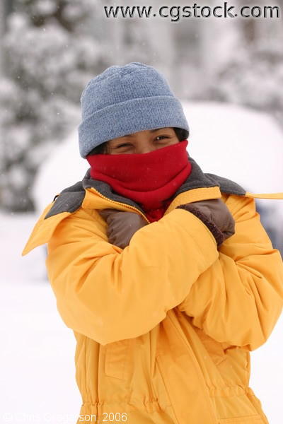 Asian Woman out in the Cold