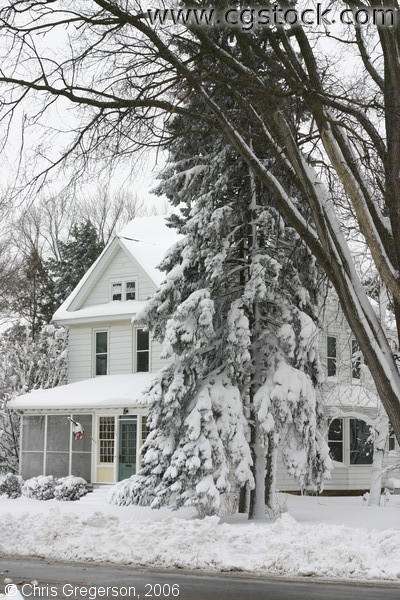House in Midwestern Snowstorm