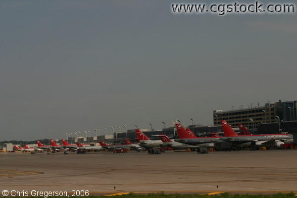 Northwest Airlines Planes Parked at Gates