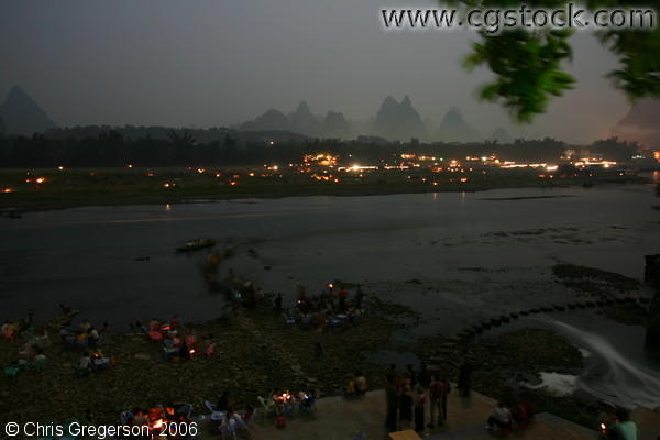 Moon Festival on the Banks of the Li River, Yangshou, China