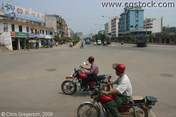 Motorcycles on Street in Guilin, China