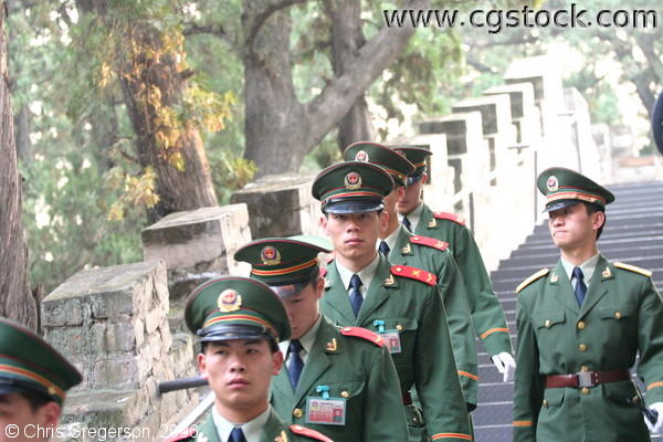 Chinese Soldiers Descending Stairs