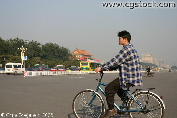 Man on a Bicycle near the Forbidden City