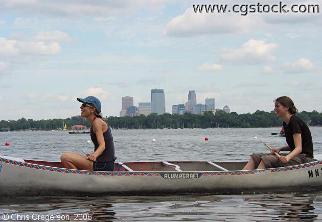 Two People Canoeing in Lake Calhoun