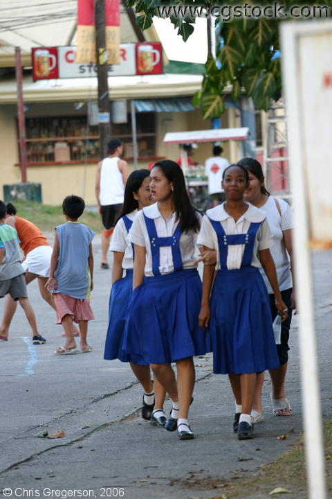 Students Strolling along the Vicinity of the Town of Balibago in Angeles City Philippines