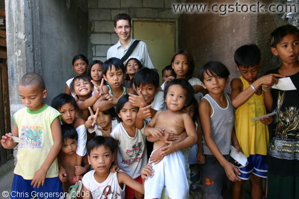 Chris and Poor Children in Siteo Pader in Balibago, Angeles, Pampanga, Philippines