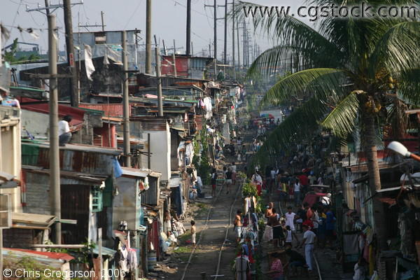 Chain of Shanties Alongside the Oldest Land Railway in Metro Manila Extending to South of Luzon.