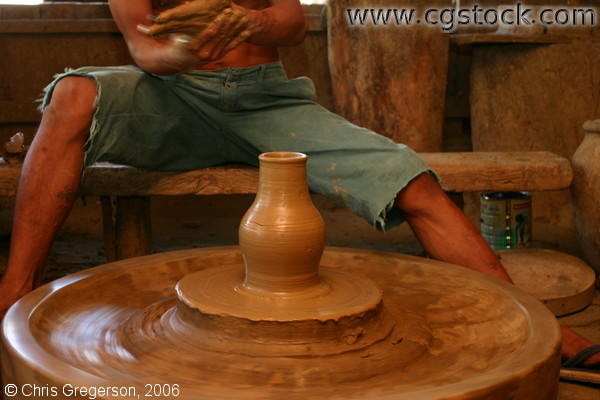 Sculptor Finishes a Clay Pot, Vigan, Philippines