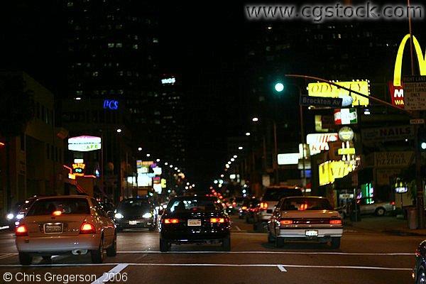 Wilshire Blvd. at Night, Los Angeles
