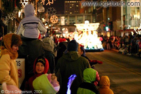 Crowds on Nicollet Mall at the Holidazzle Parade