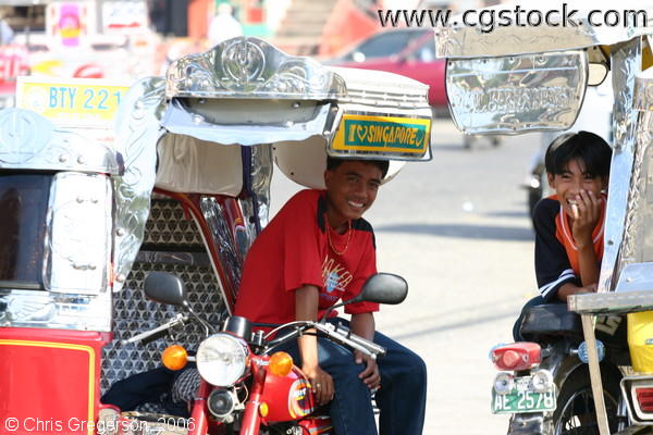 Boys Laughing on Tricycles in Poblacion, Vigan, Ilocos Sur