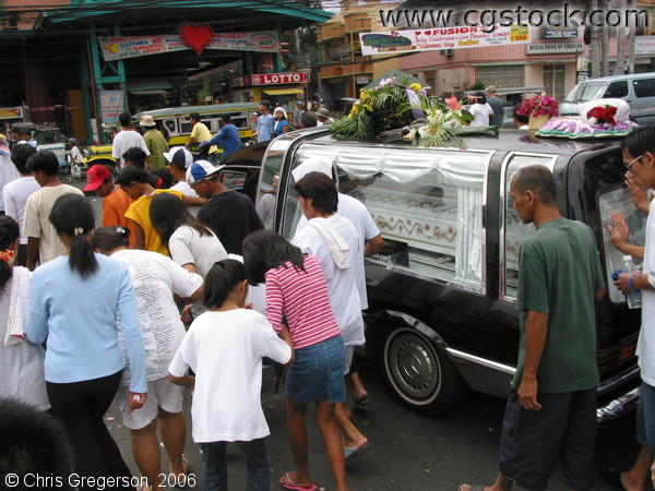 Filipino boy's funeral procession heading to MacArthur Highway, Angeles City, Pampanga