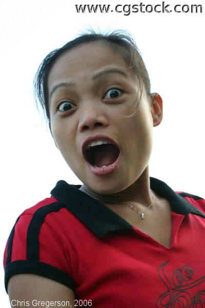 Young Filipina Woman with a Surprised Expression