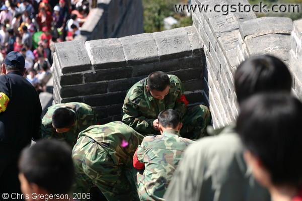 Soldiers in Camoflage at the Great Wall of China