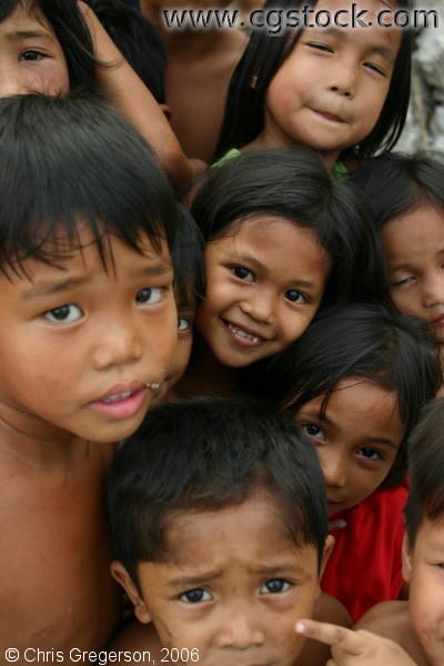 A Cluster of Filipino Kids' Faces in Angeles, Pampanga
