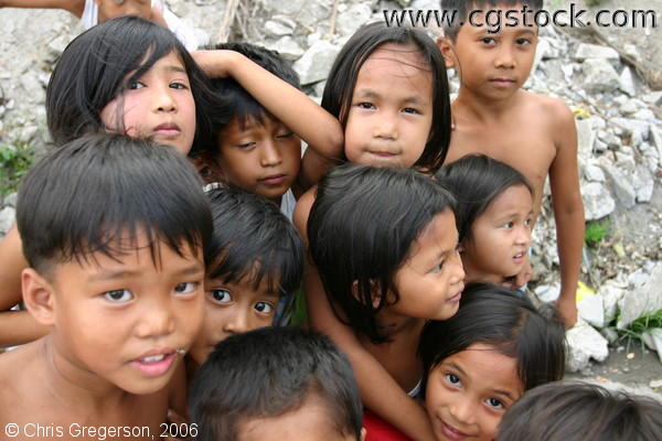 A Cluster of Filipino Kids Posing in Angeles City, Pampanga