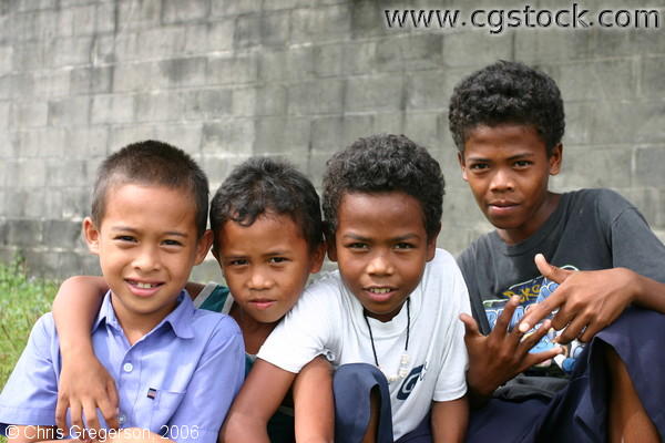 Group of Young Male Aeta and Part Aeta Friends in Angeles City