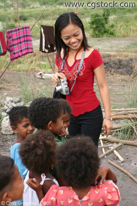Female Talking with Aeta Kids in Pampanga