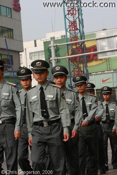 Security Guards Marching at Wangfujing Street, Beijing