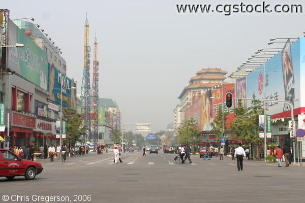 Looking North on Wangfujing Street Business District