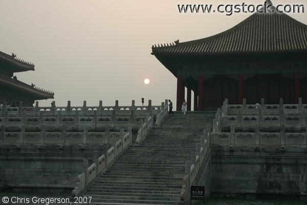 Stairs to the Hall of Complete Harmony at Sunset, Forbidden City, Beijing