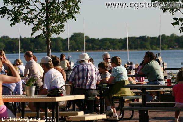 People on the Dining Patio at the Tin Fish, Lake Calhoun