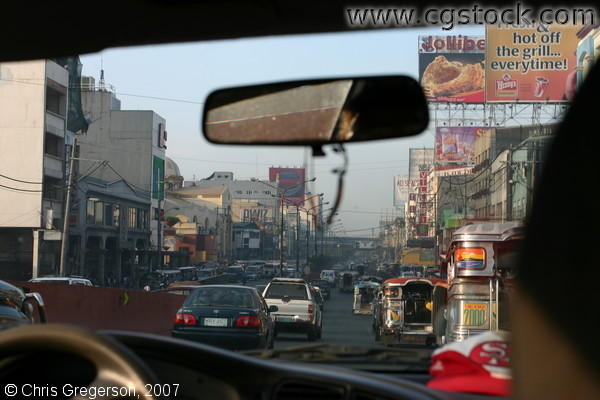 Driving along Busy Street in Manila