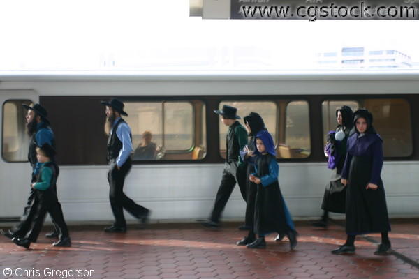 Amish Families at a Washington Subway Station