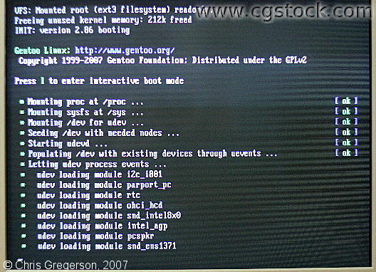 Gentoo Linux Booting, Init Reaching Udev