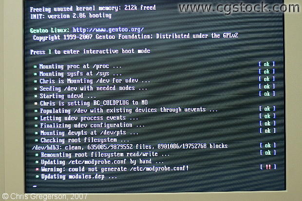 Gentoo Linux Booting, Starting Udev with RC_COLDPLUG=no