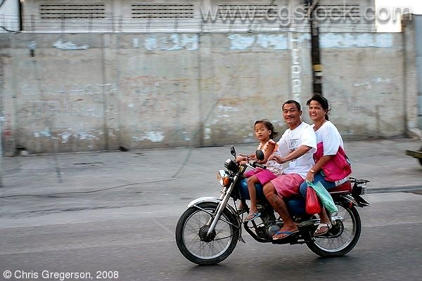 Family Speeding by on a Motorcycle, Angeles City