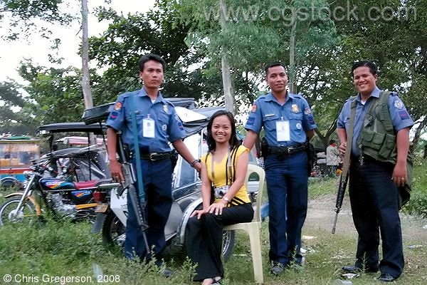 Arlene Posing with the Philippine National Police