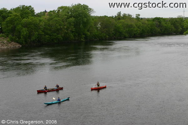 Kayak and Canoes from the Grand Avenue Bridge, Eau Claire, WI