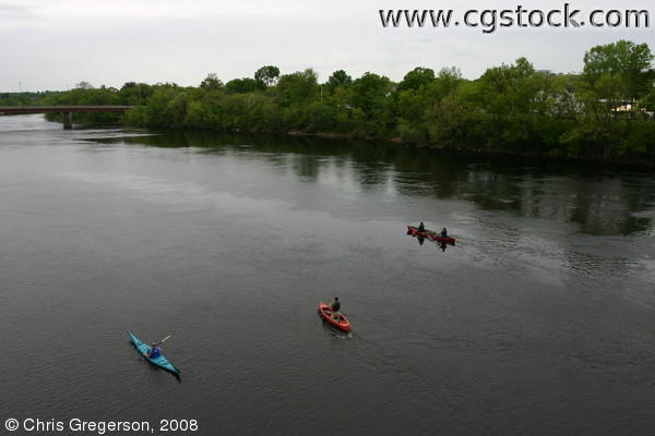 Kayak and Canoes from the Grand Avenue Bridge, Eau Claire, WI