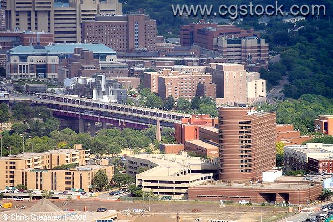 Aerial View of the Washington Avenue Bridge, Minneapolis Campus, U of M
