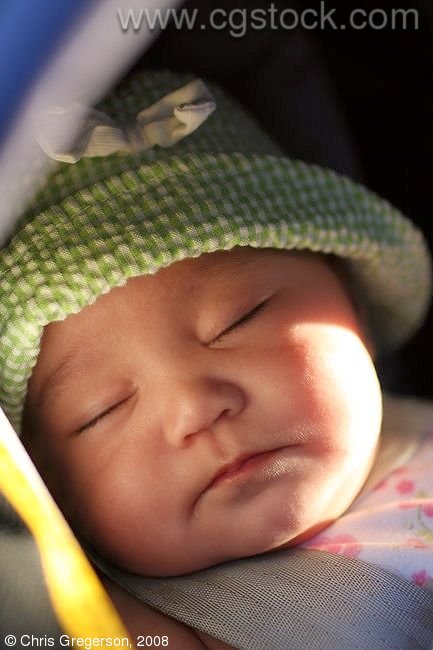 Close-Up of Baby Sleeping in Stroller