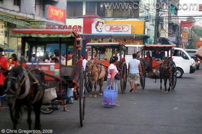 Kalesas in Laoag, The Philippines.