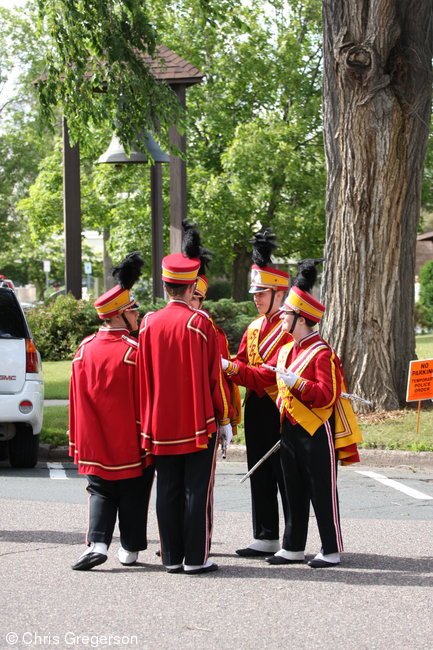 Marching Band Members Before the Fun Fest Parade