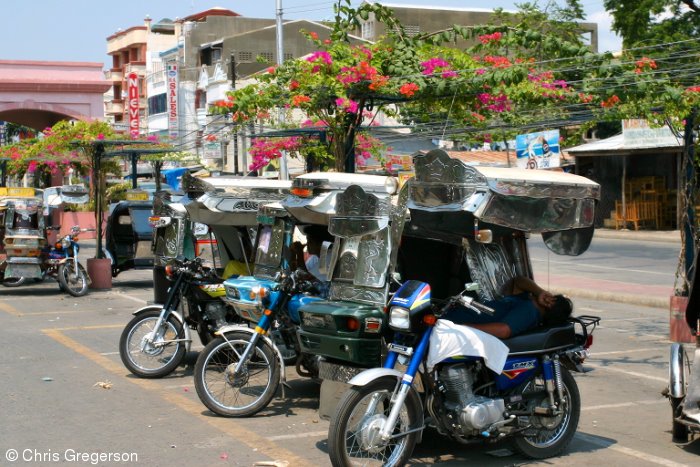 Trikes outside the Vigan Public Market, Philippines.